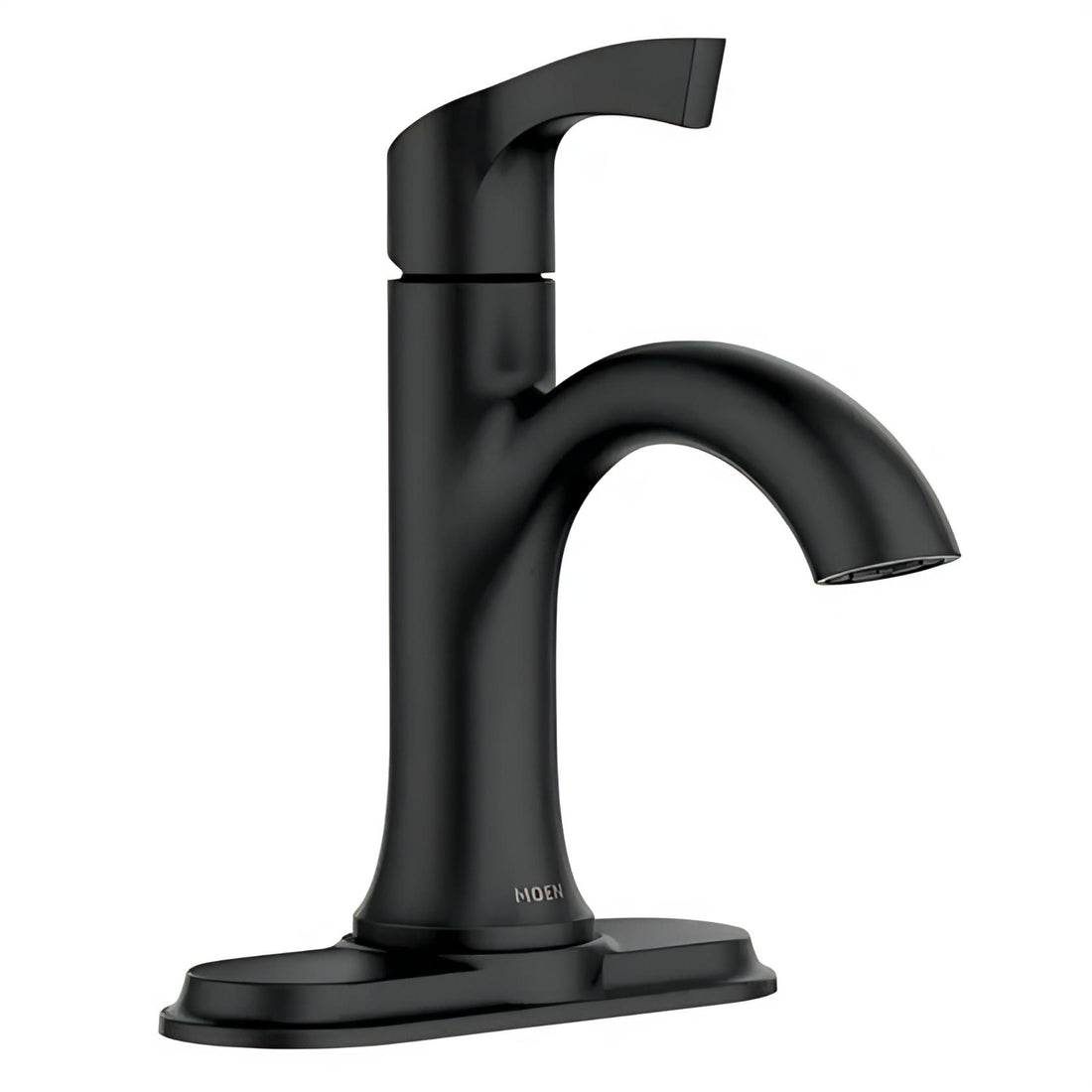 Korek Single 84466BL Hole Single-Handle Bathroom Faucet with Drain Kit Included in Matte Black