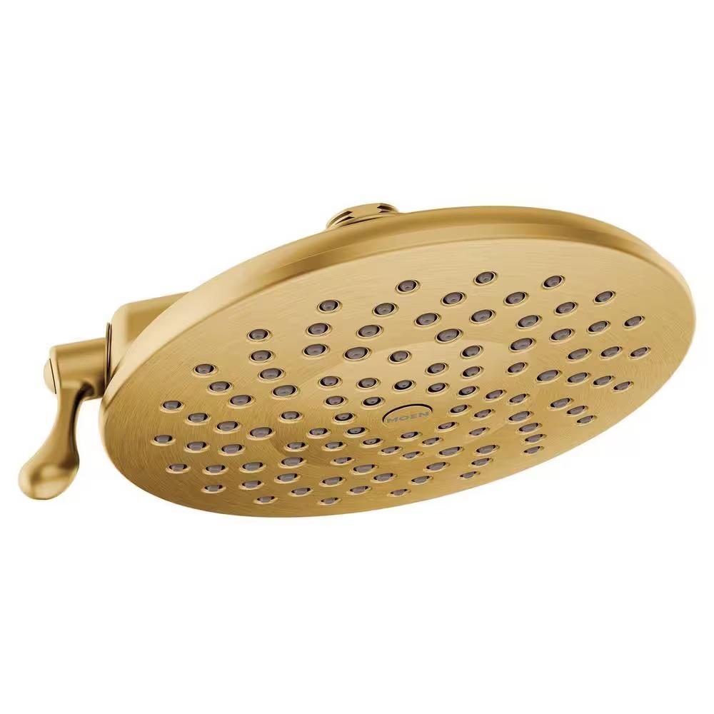 MOEN Velocity S6320EPBG Two Spray Patterns 8 in. Wall Mount Fixed Shower Head in Brushed Gold