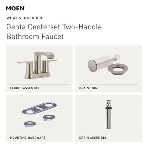 MOEN Genta 84764SRN 4 in. Centerset Double-Handle Bathroom Faucet in Spot Resist Brushed Nickel