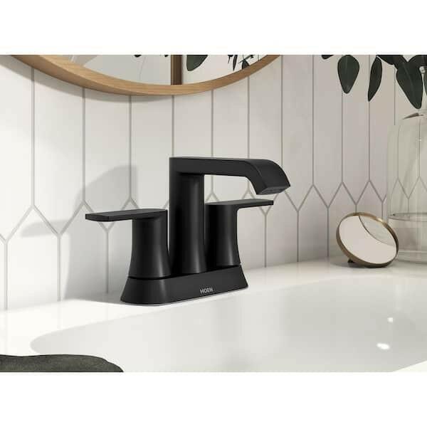 MOEN Genta 84764BL 4 in. Centerset Double-Handle Bathroom Faucet in Matte Black