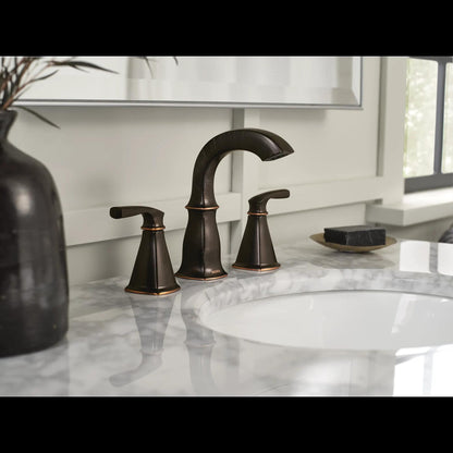 MOEN Finney 84722BRB Two-Handle High Arc Widespread Bathroom Faucet in Mediterranean Bronze (Valve Included)