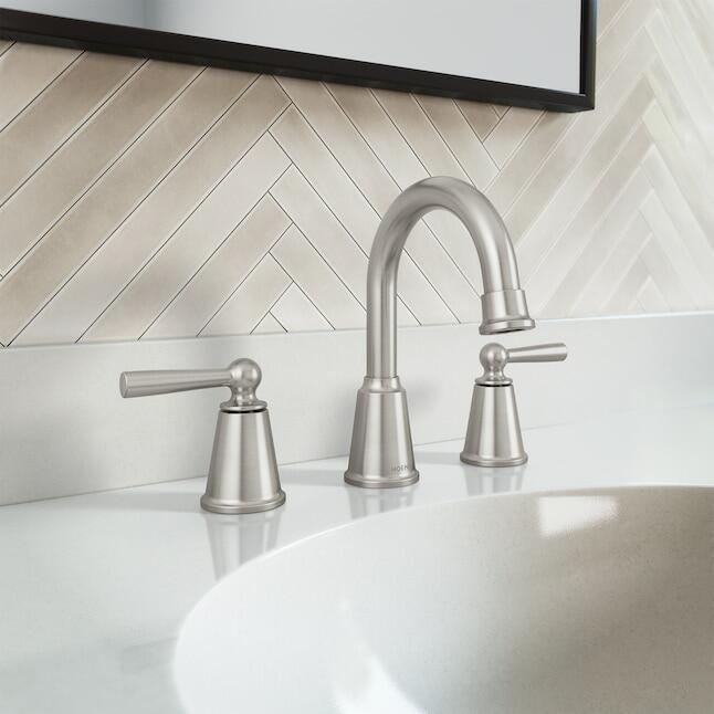 MOEN Caldwell 84349SRN Two-Handle Widespread Bathroom Faucet in Spot Resist Brushed Nickel (Valve Included)