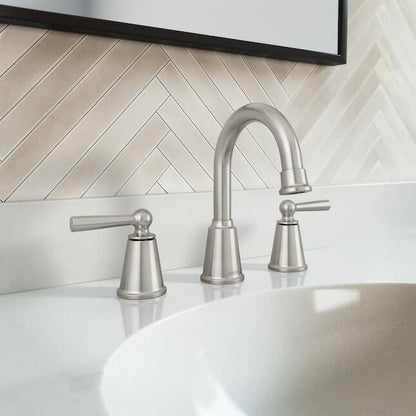 MOEN Caldwell 84349SRN Two-Handle Widespread Bathroom Faucet in Spot Resist Brushed Nickel (Valve Included)