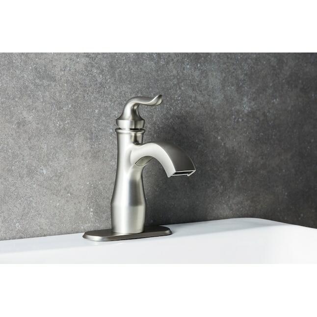 MOEN Hamden 84303SRN One-Handle Bathroom Sink Faucet in Spot Resist Brushed Nickel (Drain Included)