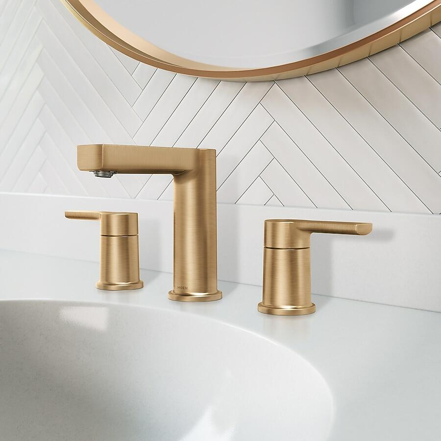 MOEN Rinza 84629BZG Two-Handle Widespread Bathroom Faucet in Bronzed Gold (Valve Included)