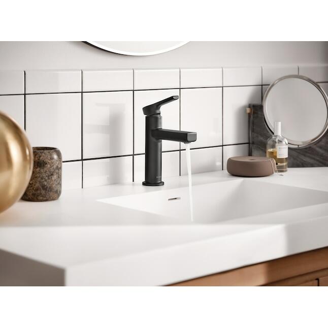 MOEN Rinza 84627BL One-Handle Bathroom Sink Faucet in Matte Black (Drain Included)