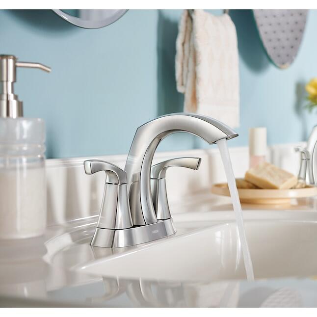 MOEN Lindor 84506 Two-Handle 4-Inch Centerset Bathroom Faucet in Chrome (Drain Included)