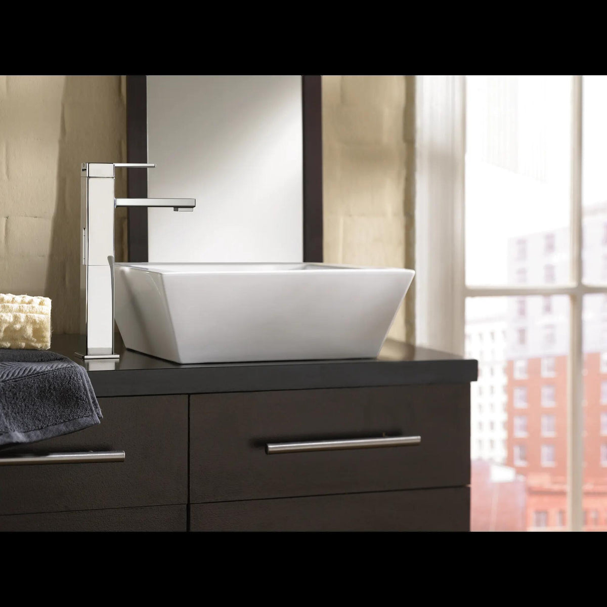 MOEN 90 Degree S6712BN Tall, One-Handle Vessel Bathroom Faucet in Brushed Nickel