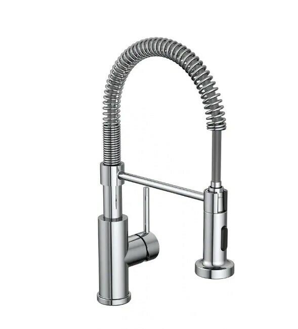 Cartway Single Handle Kitchen Faucet Spring Sprayer Polished Chrome D005C