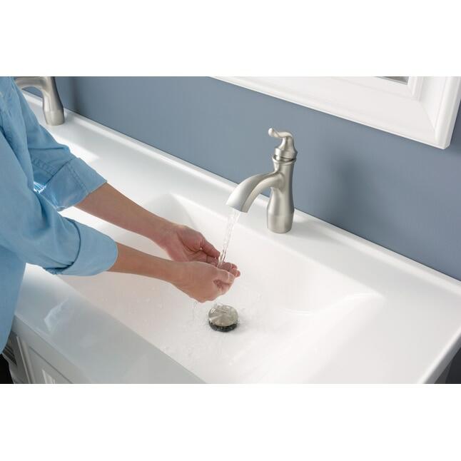 MOEN Hamden 84303SRN One-Handle Bathroom Sink Faucet in Spot Resist Brushed Nickel (Drain Included)
