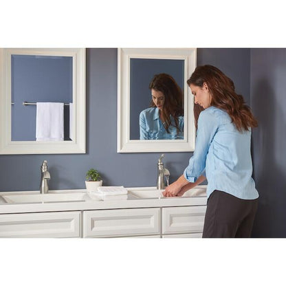 MOEN Hamden 84303SRN One-Handle Bathroom Sink Faucet in Spot Resist Brushed Nickel (Drain Included)