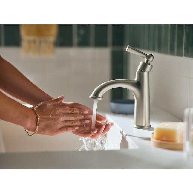 MOEN Caldwell 84347SRN 1-Handle Bathroom Faucet, Brushed Nickel (Drain Included)