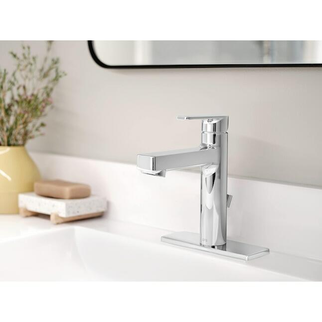 MOEN Slate 40051 One-Handle Single Hole Bathroom Sink Faucet in Chrome (Drain Included)