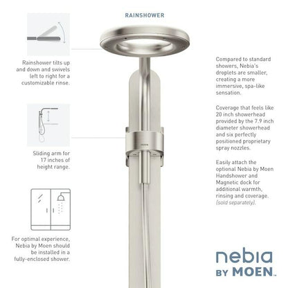 MOEN Nebia N207R0SRN 7.9-Inch One-Function Spa Rainshower in Spot Resist Brushed Nickel