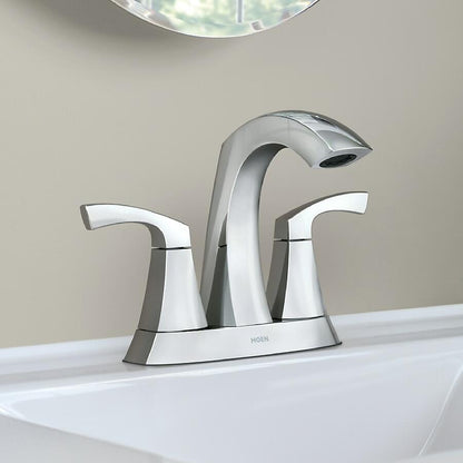 MOEN Lindor 84506 Two-Handle 4-Inch Centerset Bathroom Faucet in Chrome (Drain Included)
