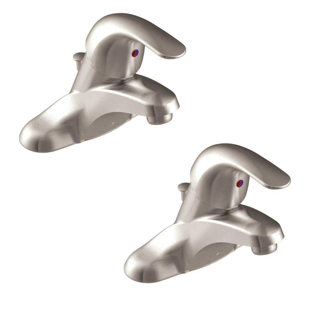 MOEN Adler 84090SRN One-Handle 4-Inch Centerset Bathroom Faucet 2-Pack in Spot Resist Brushed Nickel (Drain Included)