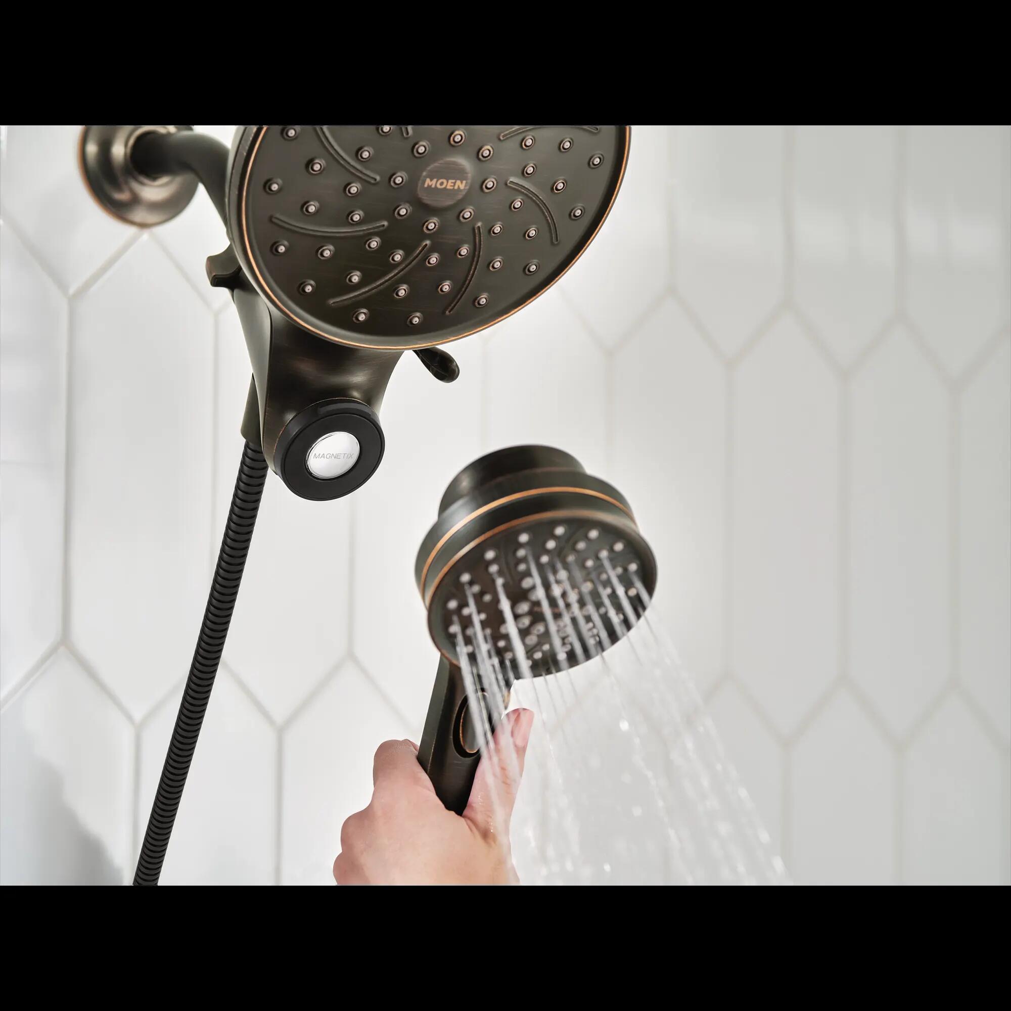 MOEN Attract 26008BRB 6-Function 6.75-Inch Magnetix Rainshower and Hand Shower Combo in Mediterranean Bronze