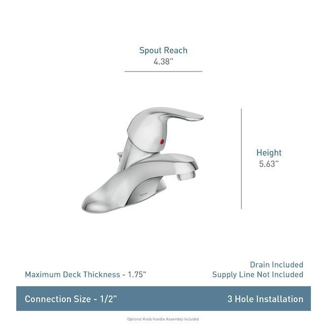 MOEN Adler 1-Handle 4-in Centerset WaterSense Bathroom Sink Faucet in Chrome (2-Pack)