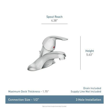 MOEN Adler 1-Handle 4-in Centerset WaterSense Bathroom Sink Faucet in Chrome (2-Pack)