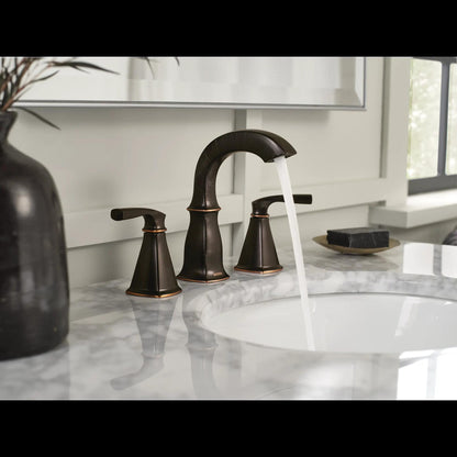 MOEN Finney 84722BRB Two-Handle High Arc Widespread Bathroom Faucet in Mediterranean Bronze (Valve Included)