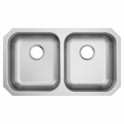 MOEN 2000 Series GS20214B 31-3/4" x 18-1/4" 50/50 Double-Bowl Undermount Kitchen Sink in Brushed Stainless Steel
