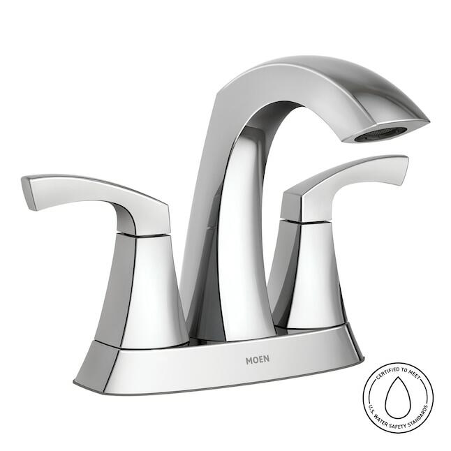 MOEN Lindor 84506 Two-Handle 4-Inch Centerset Bathroom Faucet in Chrome (Drain Included)
