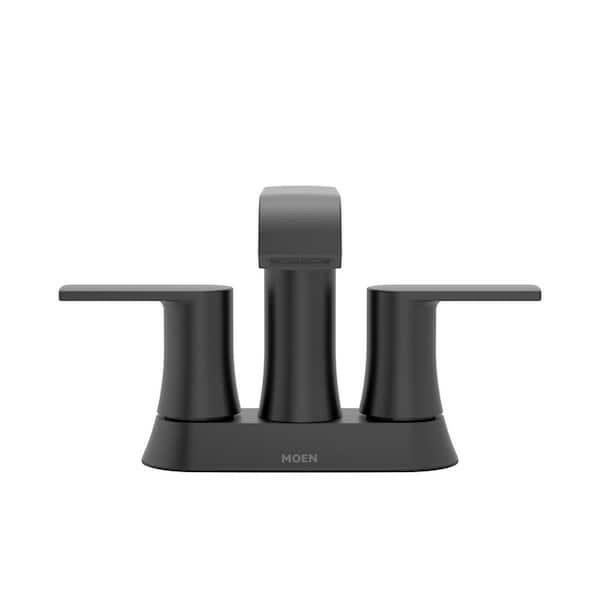 MOEN Genta 84764BL 4 in. Centerset Double-Handle Bathroom Faucet in Matte Black