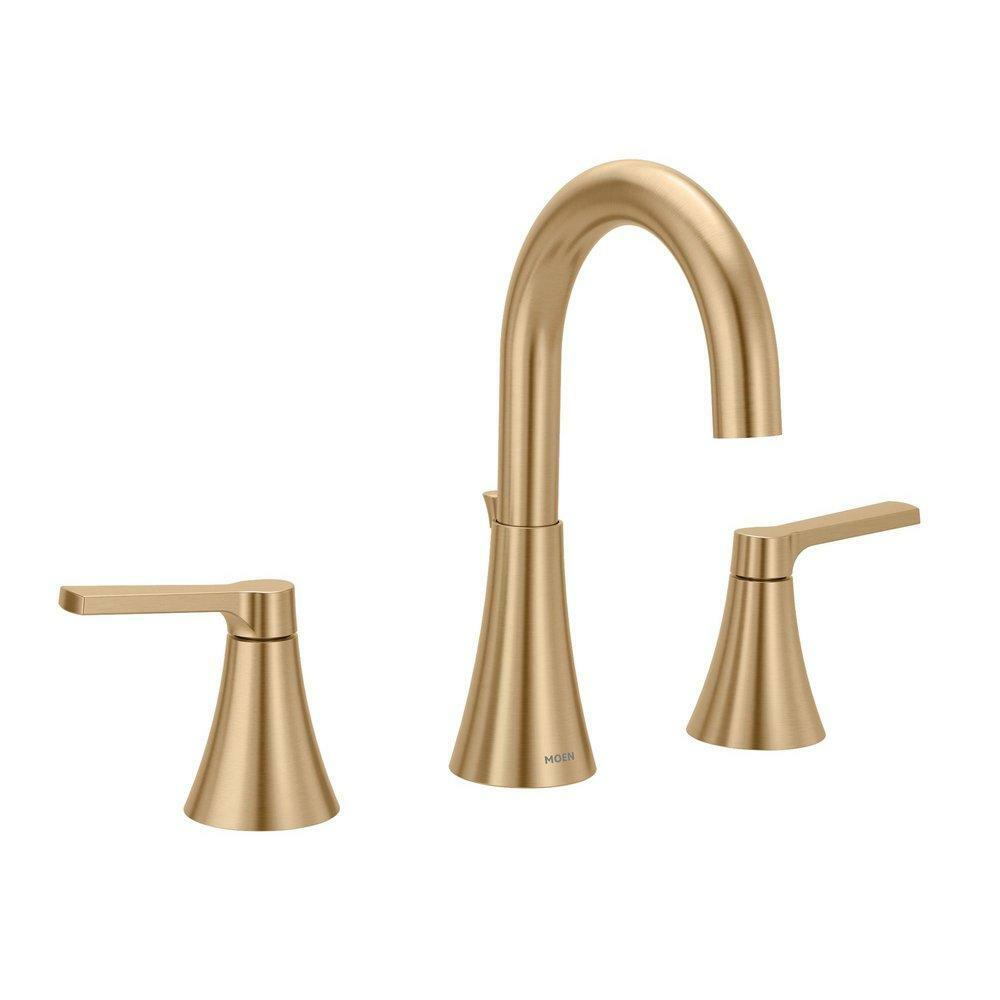 MOEN Jase TV64433BZG Two-Handle Widespread Bathroom Faucet in Bronzed Gold (Valve Included)