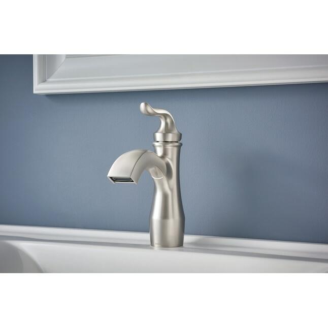 MOEN Hamden 84303SRN One-Handle Bathroom Sink Faucet in Spot Resist Brushed Nickel (Drain Included)