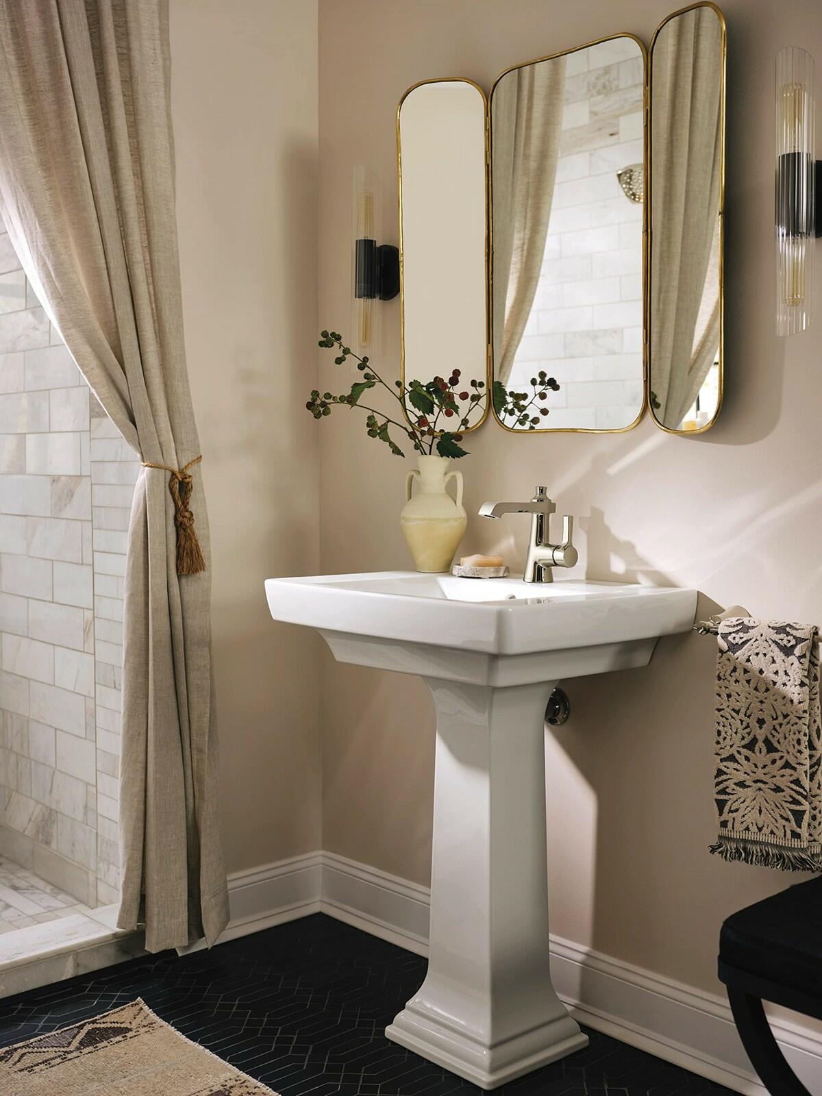 MOEN Flara S6981NL 1.2 GPM One-Handle Bathroom Faucet in Nickel (Drain Included)