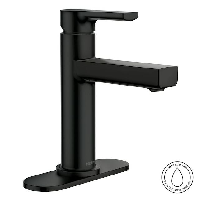MOEN Rinza 84627BL One-Handle Bathroom Sink Faucet in Matte Black (Drain Included)