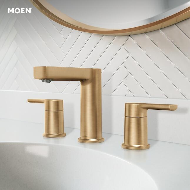 MOEN Rinza 84629BZG Two-Handle Widespread Bathroom Faucet in Bronzed Gold (Valve Included)