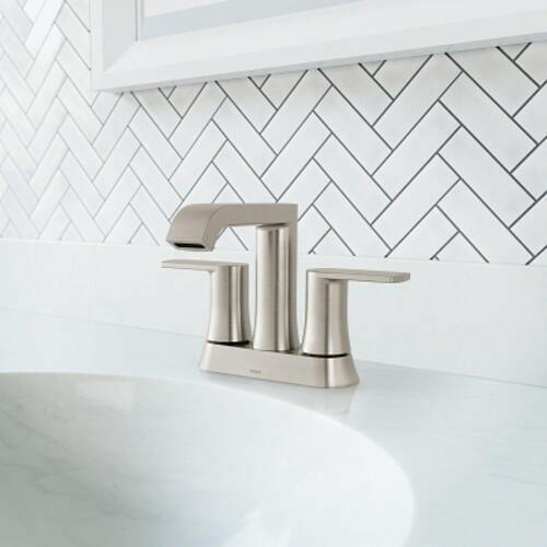 MOEN Genta 84764SRN 4 in. Centerset Double-Handle Bathroom Faucet in Spot Resist Brushed Nickel
