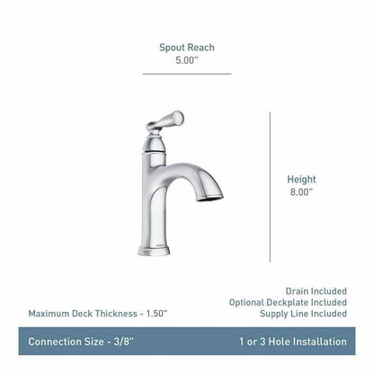 MOEN Banbury 84945BRB Single Handle Single Hole Bathroom Faucet in Mediterranean Bronze