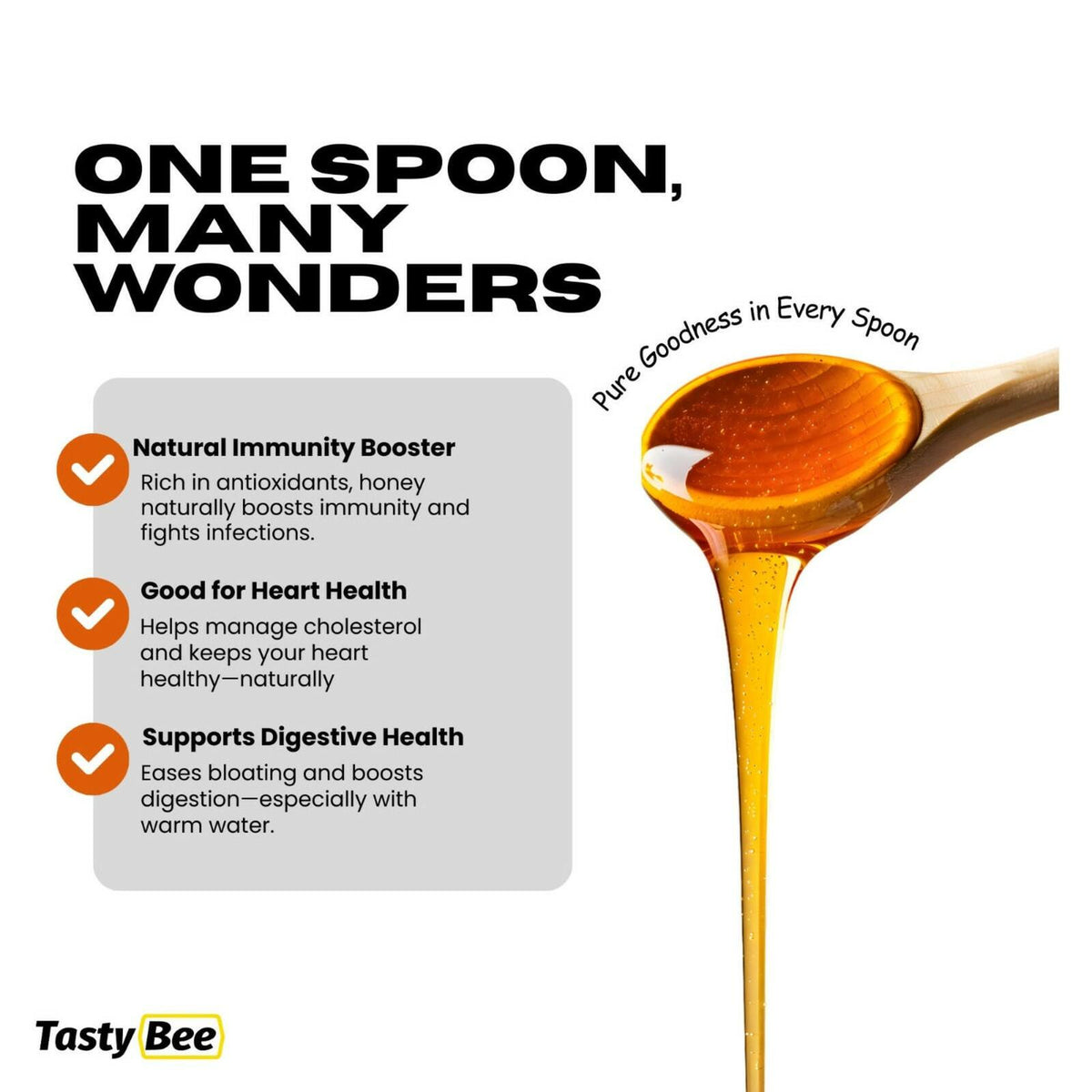 TastyBee 100% Raw Wildflower Honey – Pure, Unfiltered Local Virginia Honey – Hand Harvested, No Additives – Natural Sweetener for Tea, Coffee, Toast, Waffles, Pancakes and More – 27 Oz