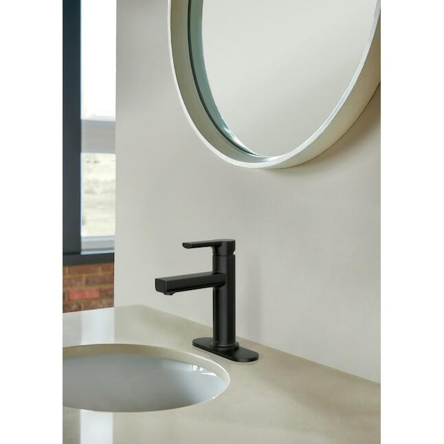 MOEN Rinza 84627BL One-Handle Bathroom Sink Faucet in Matte Black (Drain Included)
