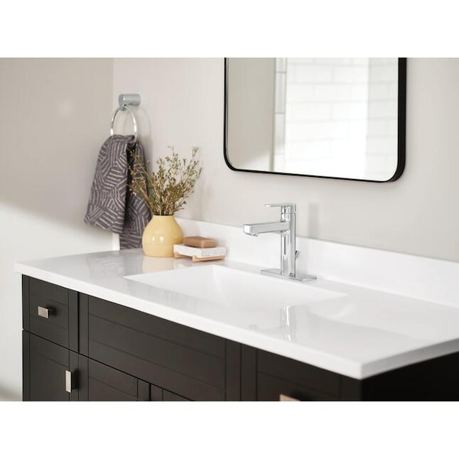 MOEN Slate 40051 One-Handle Single Hole Bathroom Sink Faucet in Chrome (Drain Included)