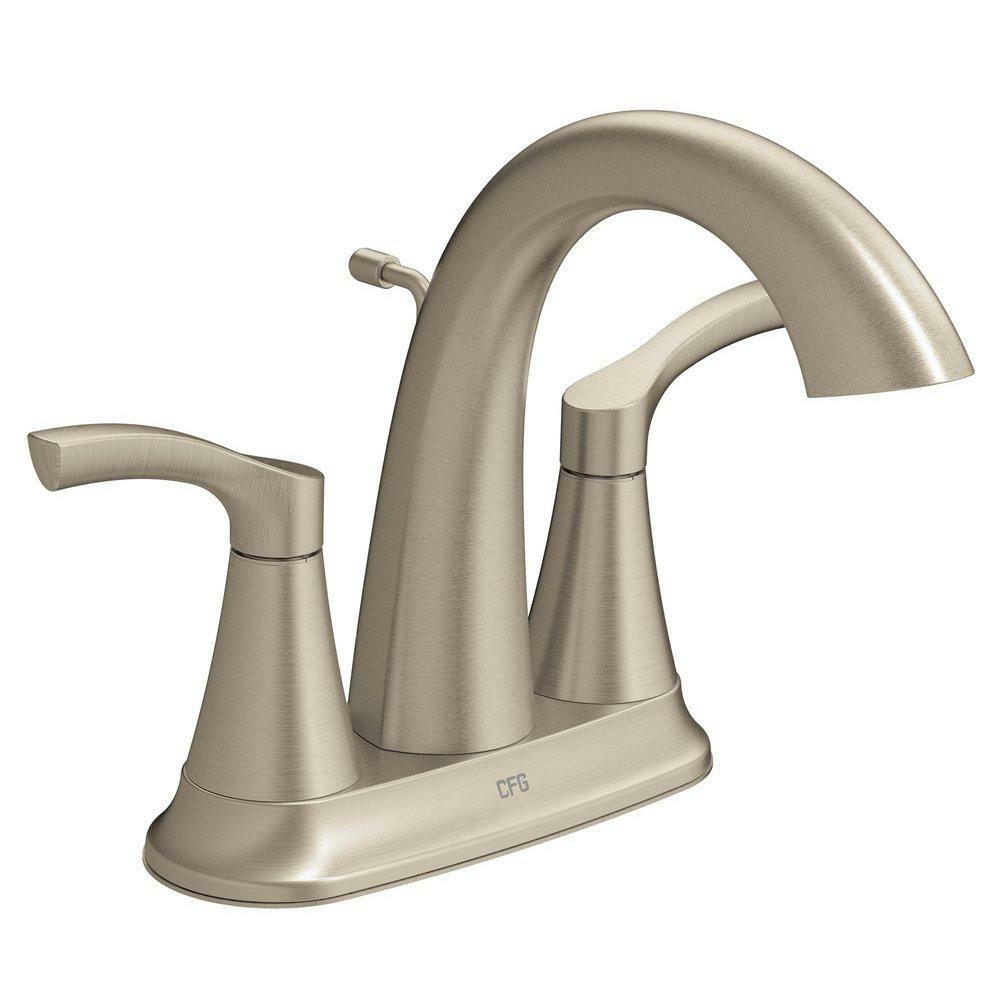 MOEN CFG Ash 58911BN Two-Handle 4" Centerset Bathroom Faucet in Brushed Nickel (Drain Included)