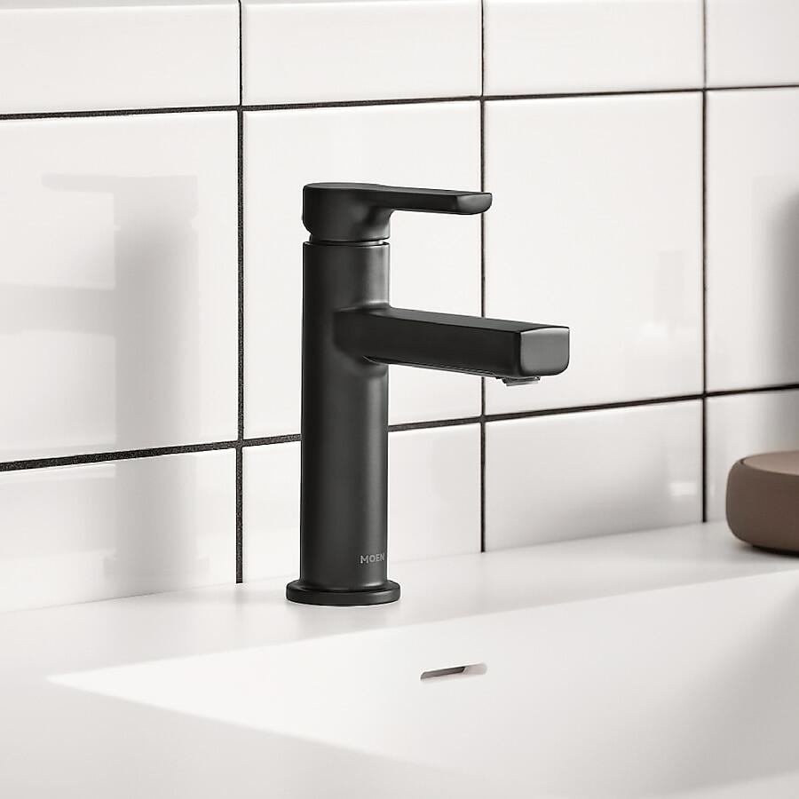 MOEN Rinza 84627BL One-Handle Bathroom Sink Faucet in Matte Black (Drain Included)