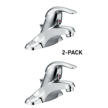 MOEN Adler 1-Handle 4-in Centerset WaterSense Bathroom Sink Faucet in Chrome (2-Pack)