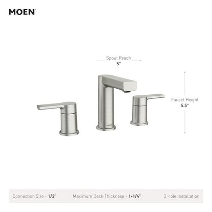 MOEN Rinza 84629BZG Two-Handle Widespread Bathroom Faucet in Bronzed Gold (Valve Included)