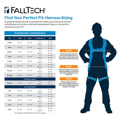 FallTech Journeyman Flex Full Body Construction Climbing Harness, 2X Large