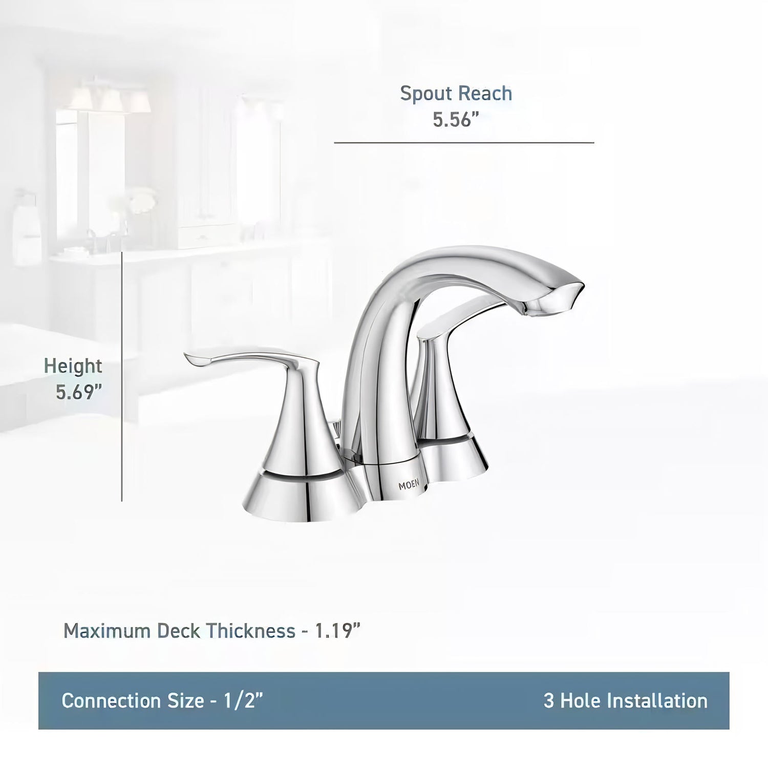 MOEN Seena 5010SRN Centerset 2-Handle Bathroom Faucet in Spot Resist Brushed Nickel