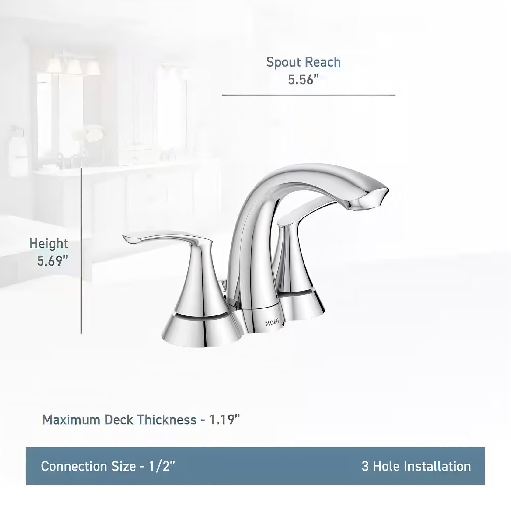 MOEN Seena 5010SRN Centerset 2-Handle Bathroom Faucet in Spot Resist Brushed Nickel
