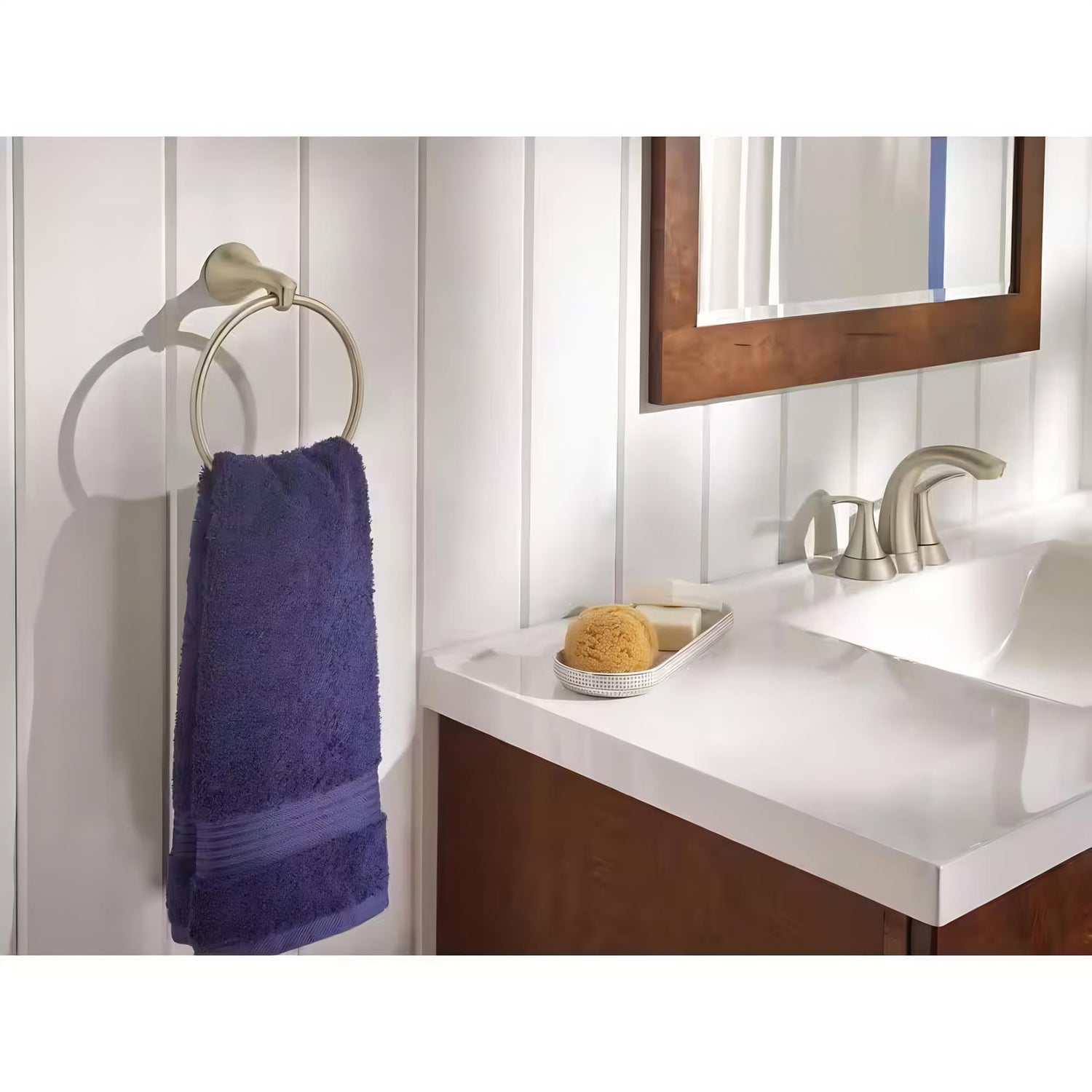 MOEN Seena 5010SRN Centerset 2-Handle Bathroom Faucet in Spot Resist Brushed Nickel