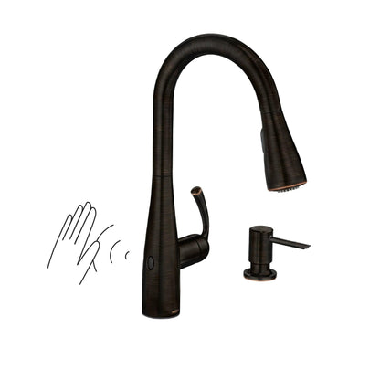 MOEN Essie 87014EWBRB Touchless 1-Handle Pull-Down Sprayer Kitchen Faucet with MotionSense Wave and Power Clean in Mediterranean Bronze