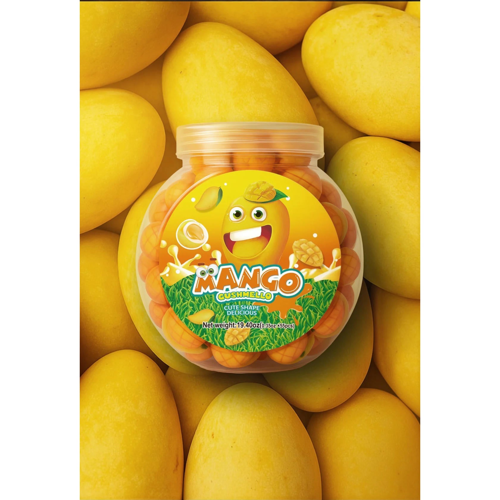 Zoomi Gushmello Candy Fruity Gummy Marshmallow Filled Center 55 Pieces Jar