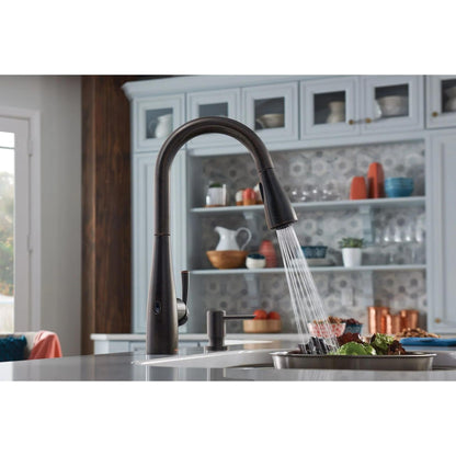 MOEN Essie 87014EWBRB Touchless 1-Handle Pull-Down Sprayer Kitchen Faucet with MotionSense Wave and Power Clean in Mediterranean Bronze