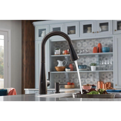 MOEN Essie 87014EWBRB Touchless 1-Handle Pull-Down Sprayer Kitchen Faucet with MotionSense Wave and Power Clean in Mediterranean Bronze