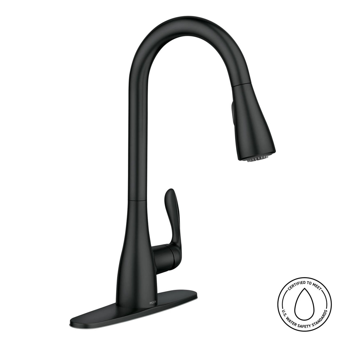 MOEN Georgene 87912BL Single Handle High-Arc Kitchen Faucet in Matte Black (Deck Plate Included)